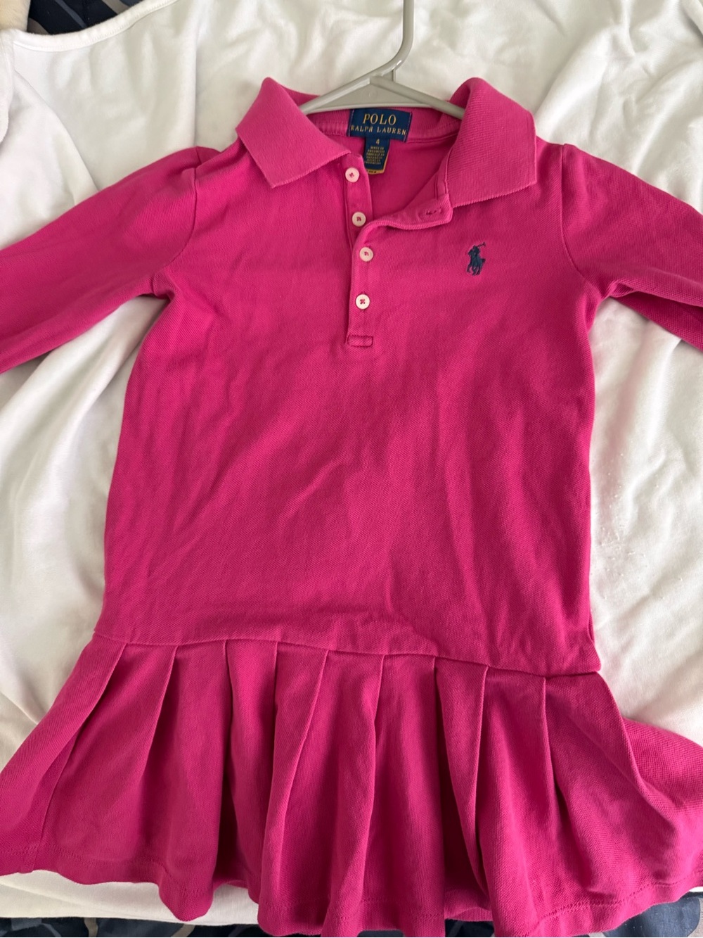 Polo by Ralph Lauren Bright Pink Girls' Polo Dress with Navy Logo